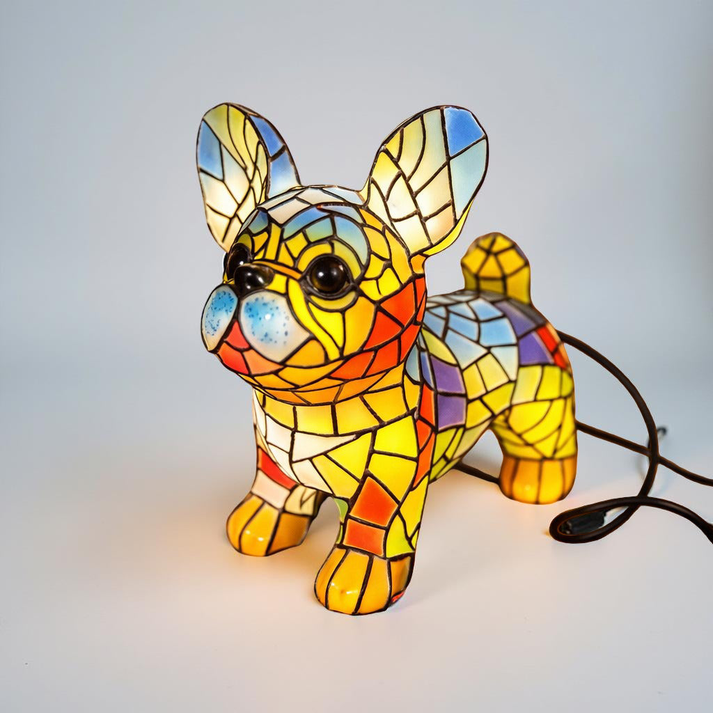 Glasmosaik hundefigur dekorativ accent bordlampe