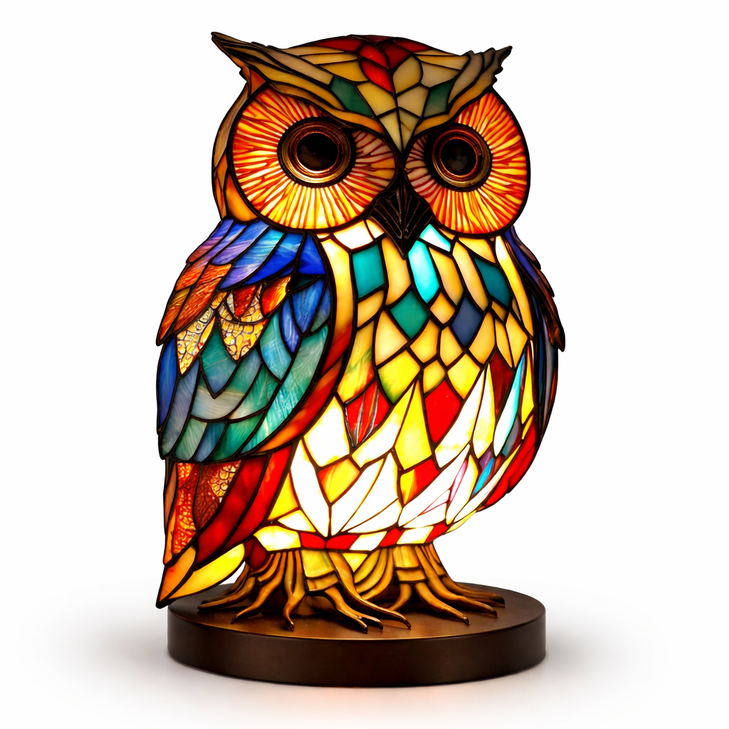 Glasmosaik stil dyrefigur accent bordlampe