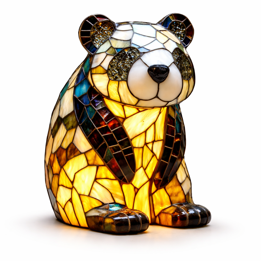 Glasmosaik stil dyrefigur accent bordlampe