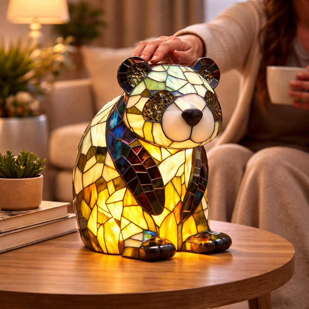 Glasmosaik stil dyrefigur accent bordlampe