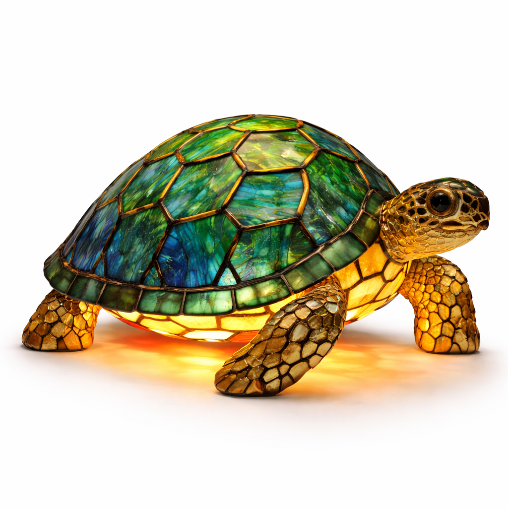 Glasmosaik stil dyrefigur accent bordlampe
