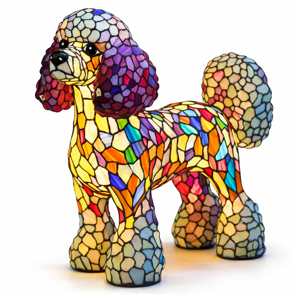 Glasmosaik hund silhuet dekorativ dyre bordlampe