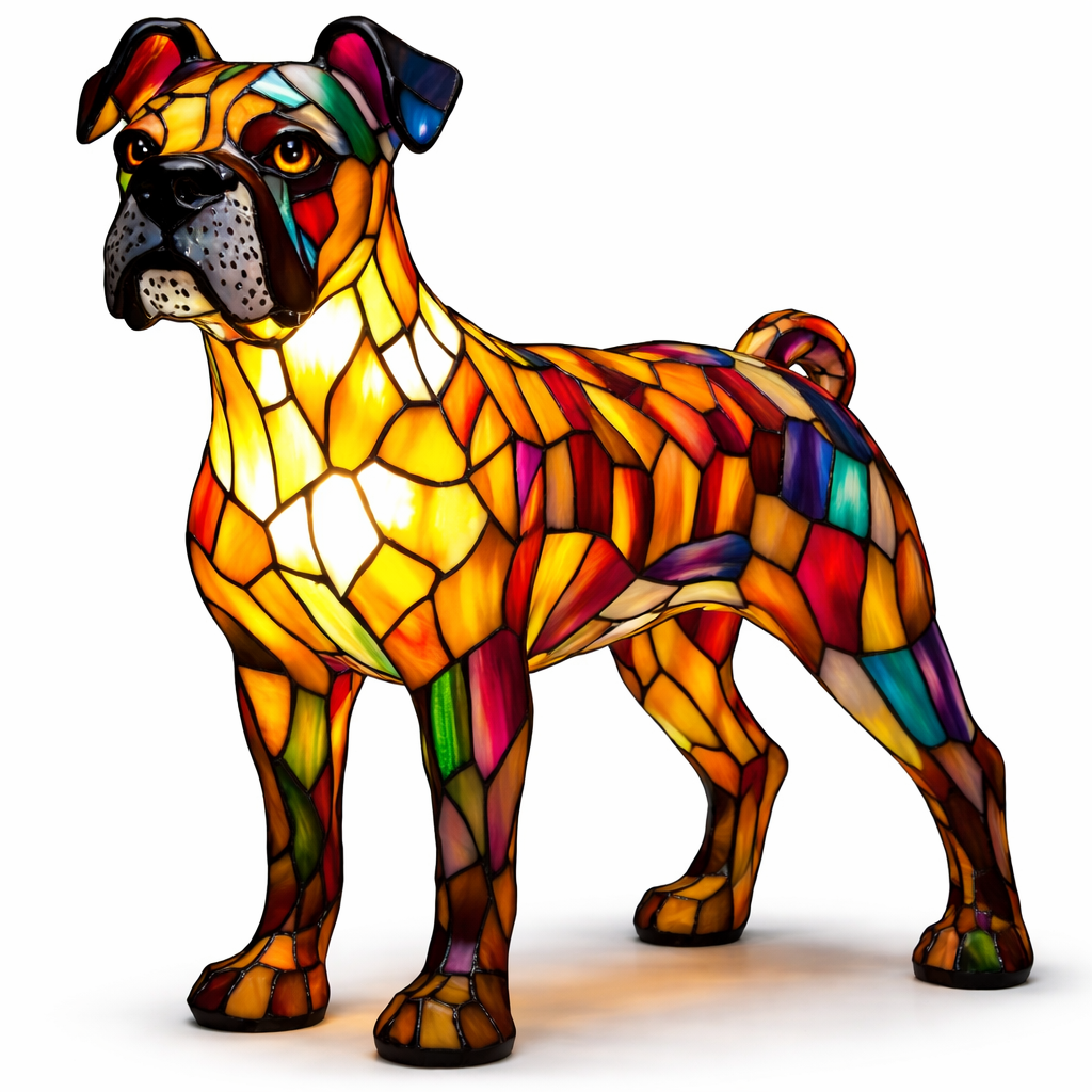 Glasmosaik hund silhuet dekorativ dyre bordlampe