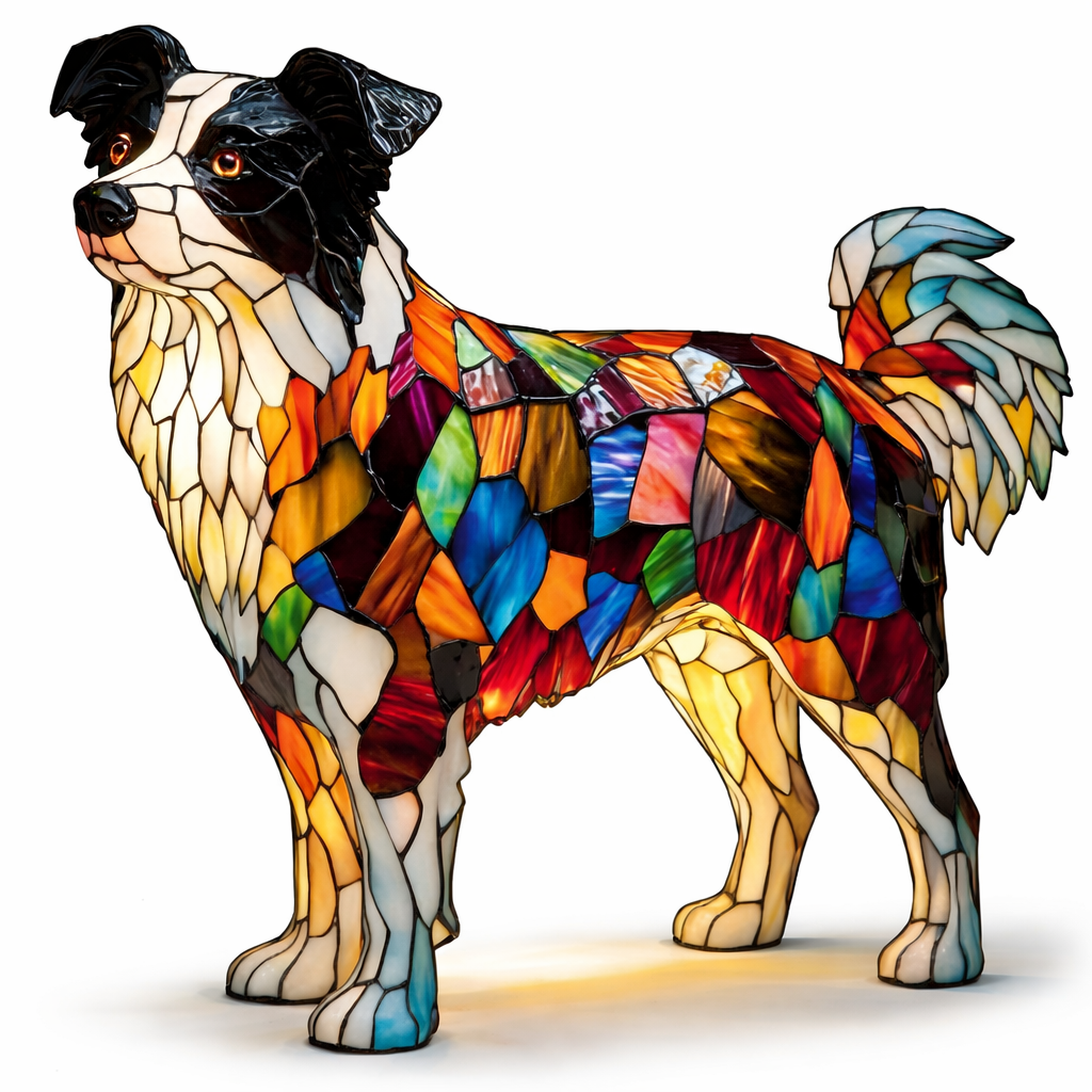 Glasmosaik hund silhuet dekorativ dyre bordlampe