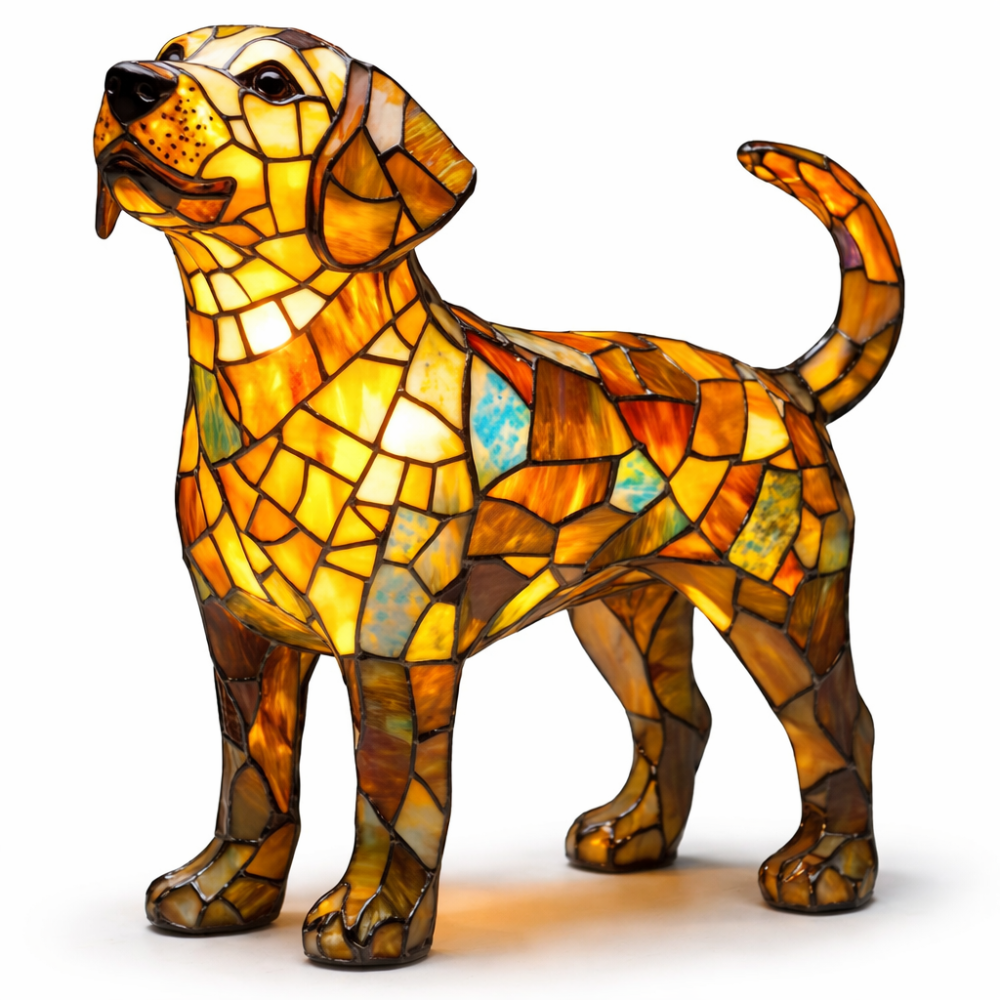 Glasmosaik hund silhuet dekorativ dyre bordlampe