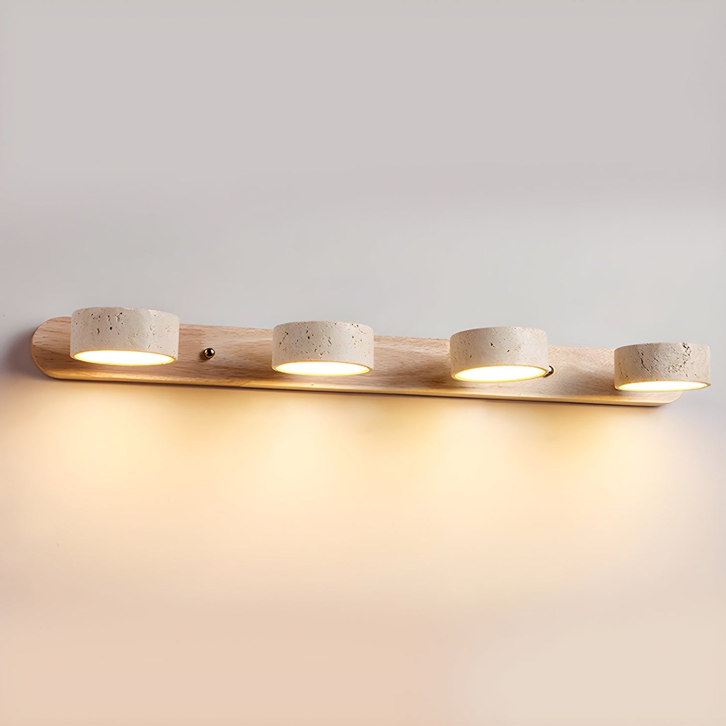 Calcera | Moderne naturlig travertinsten og træ væglampe