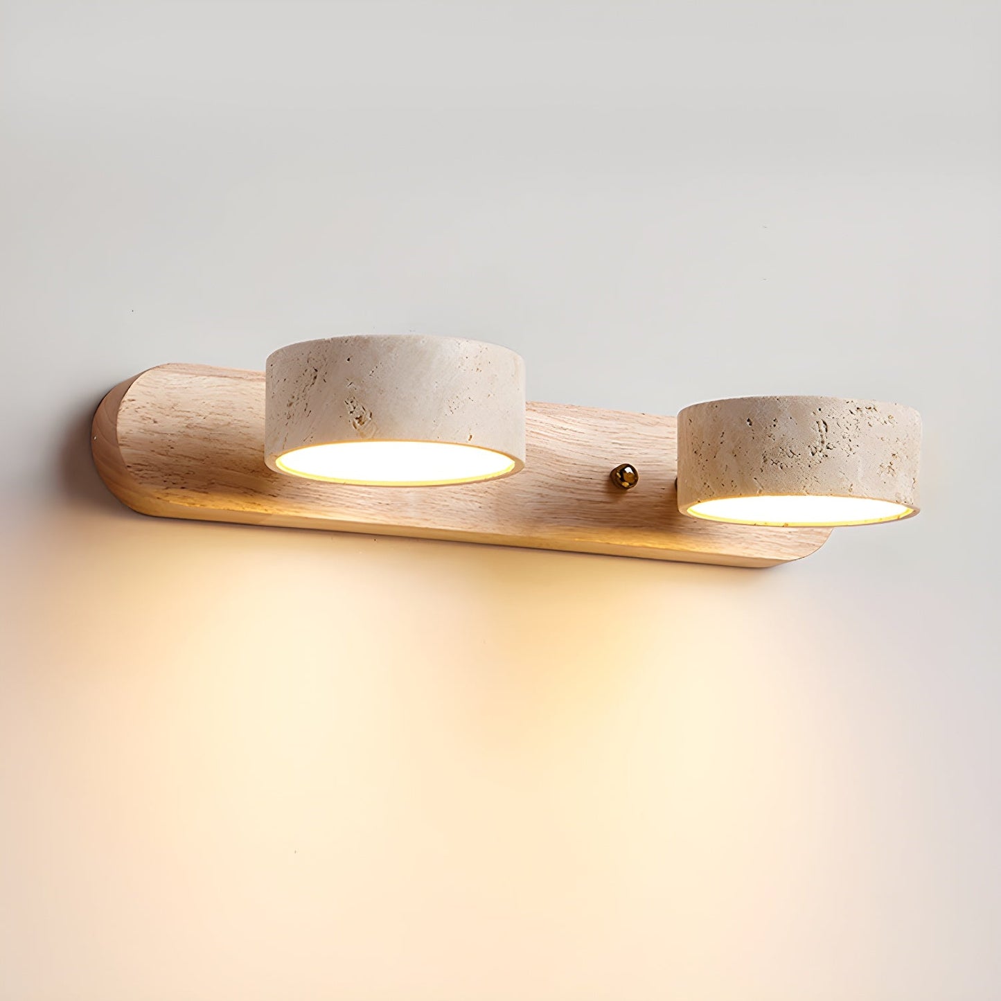 Calcera | Moderne naturlig travertinsten og træ væglampe