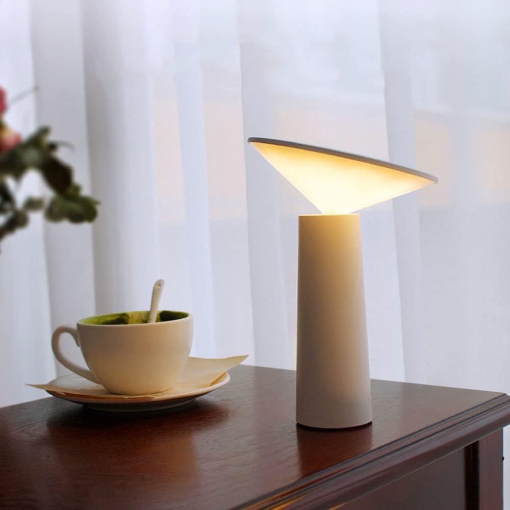 Skulpturel kegle silhuet genopladelig trådløs dæmpbar bordlampe