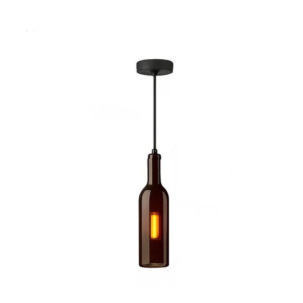 Vireloft | Skulptureret vinflaske glas art deco pendel