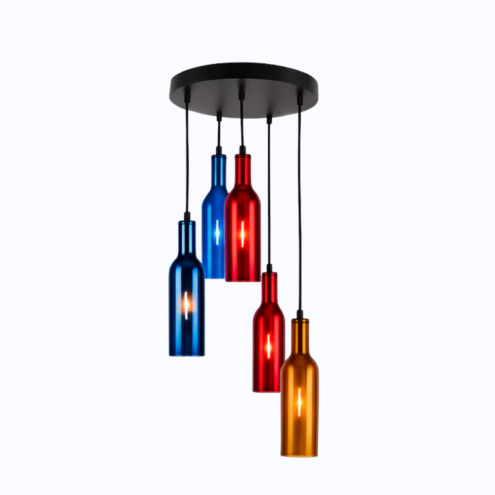 Vireloft | Skulptureret vinflaske glas art deco pendel