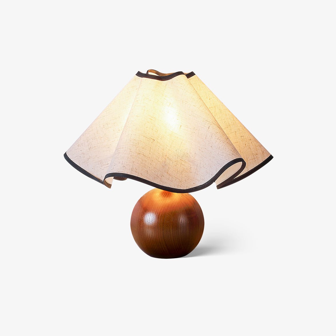 Meriloch | Skulpturel bølge stof træbase bordlampe  