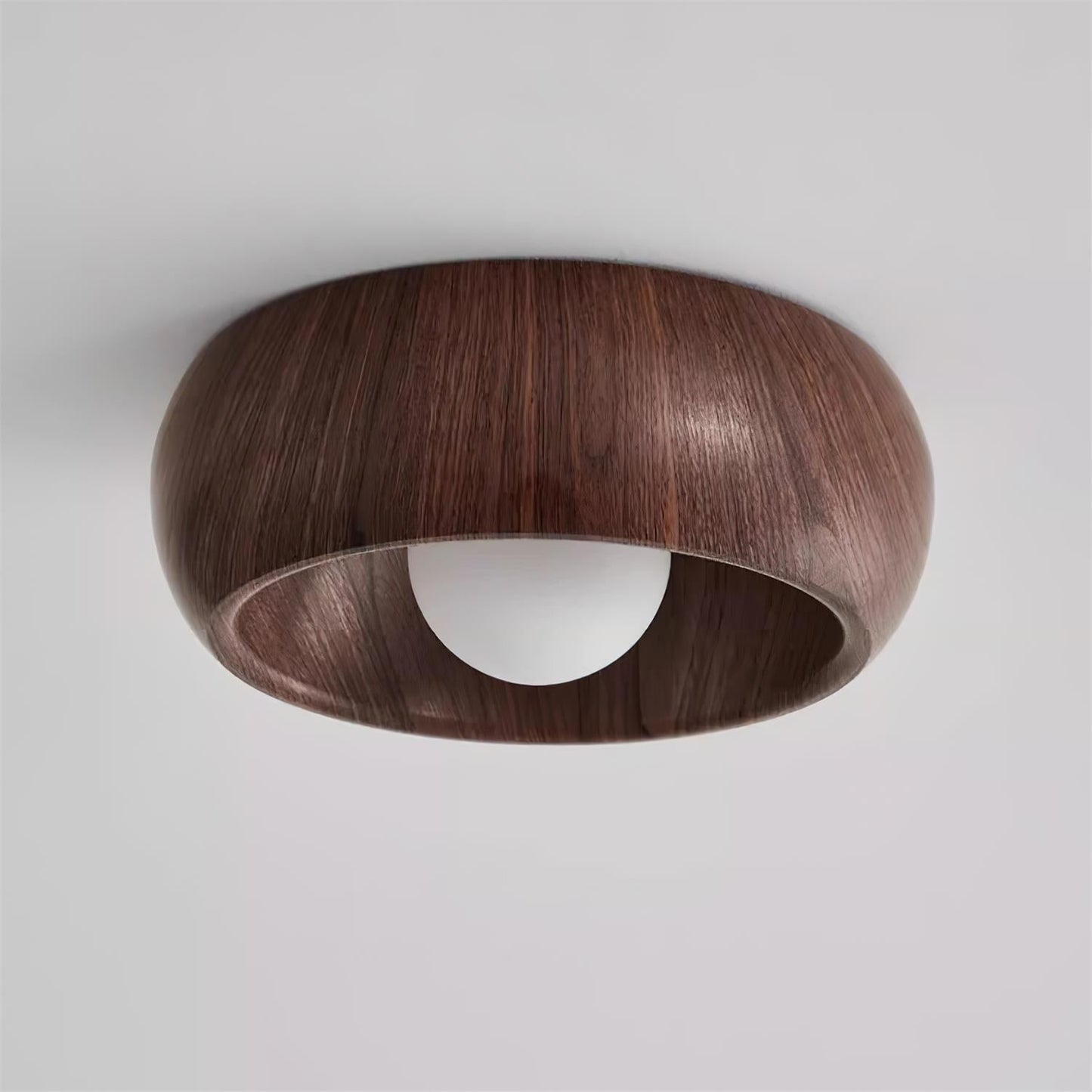 Minimalistisk rund træ skandinavisk japandi overflademonteret loftlampe