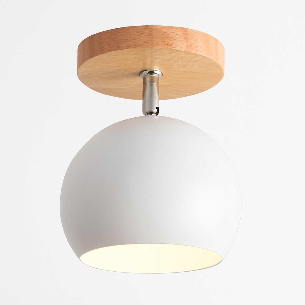 Dervian | Moderne sfærisk justerbar træ og metal loftlampe