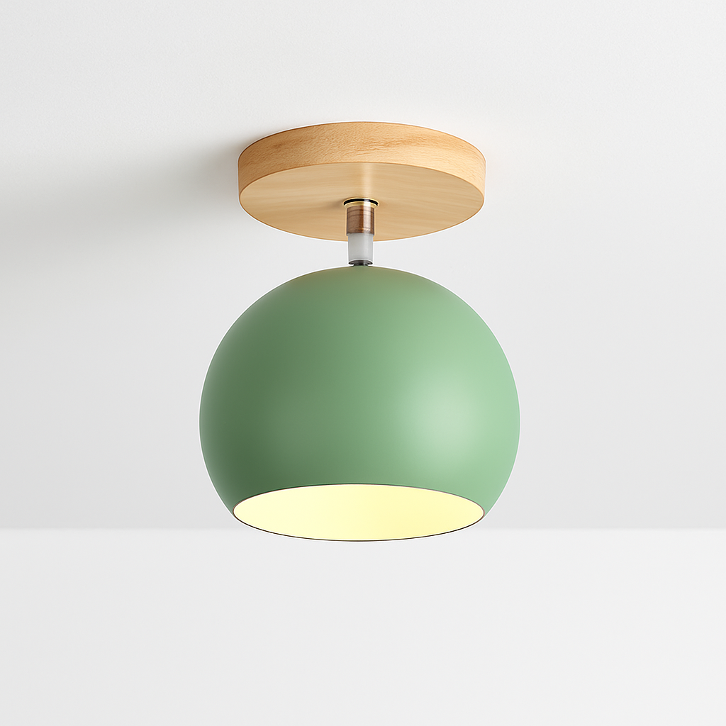 Dervian | Moderne sfærisk justerbar træ og metal loftlampe