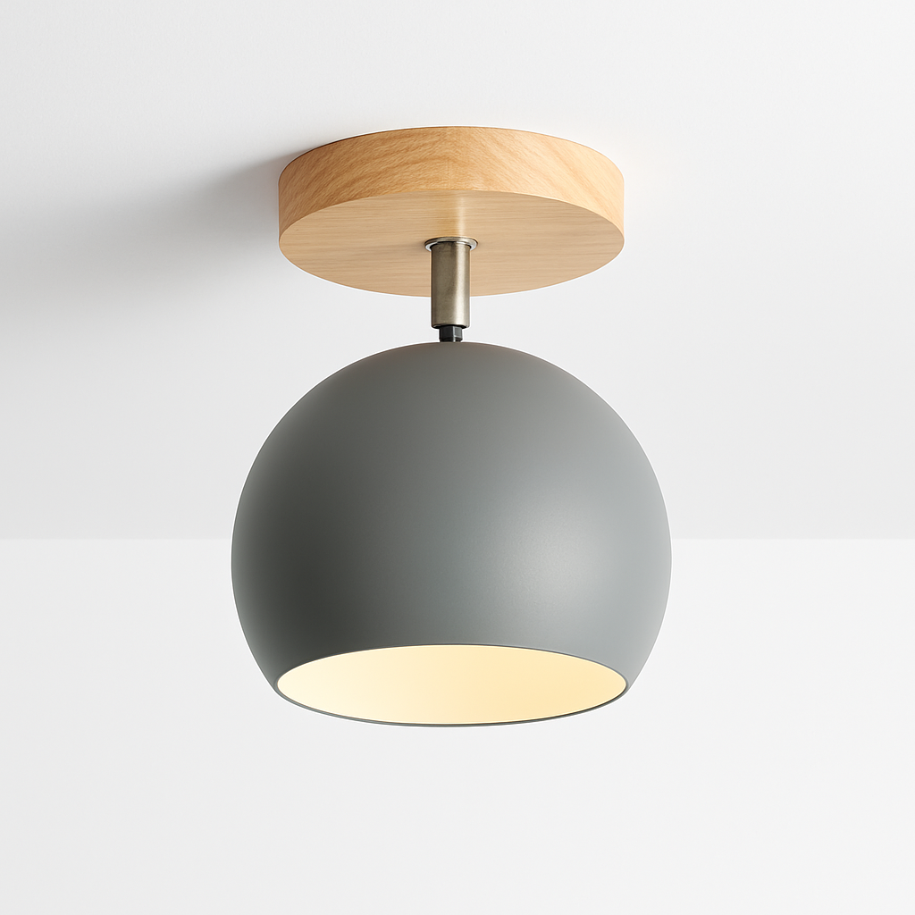 Dervian | Moderne sfærisk justerbar træ og metal loftlampe