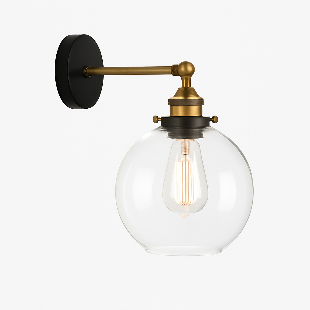 Velistra | Vintage glas kugle metal vægarmatur væglampe