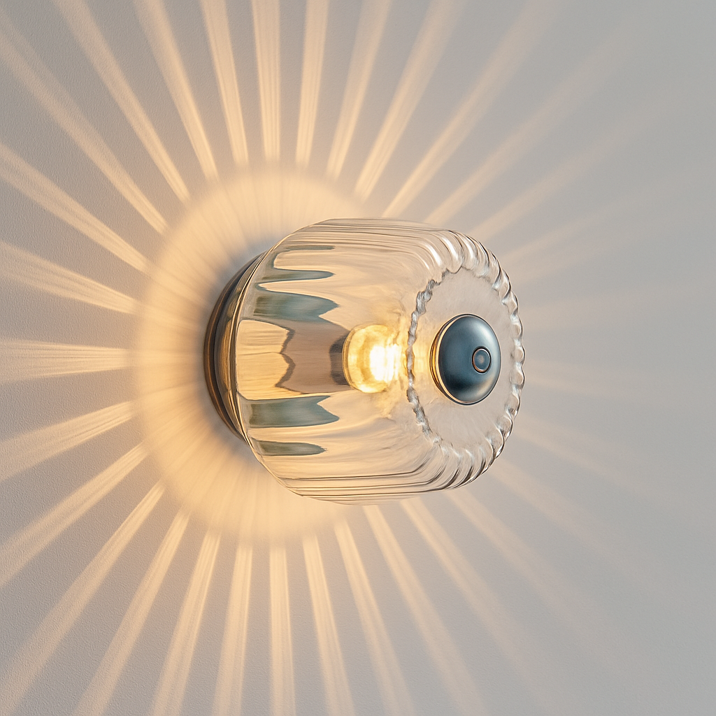 Marquello | Rillet transparent glas Bauhaus-inspireret væglampe