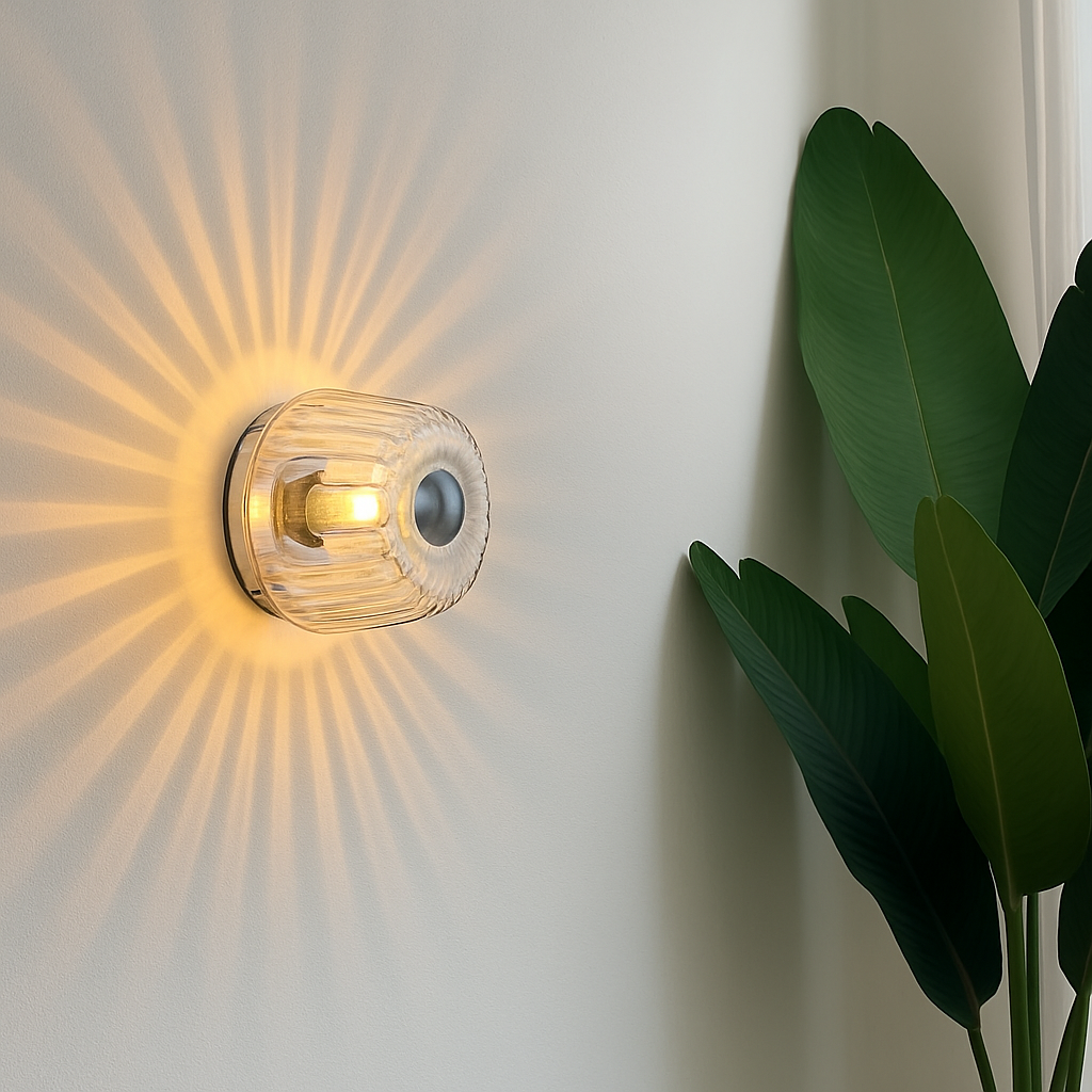 Marquello | Rillet transparent glas Bauhaus-inspireret væglampe