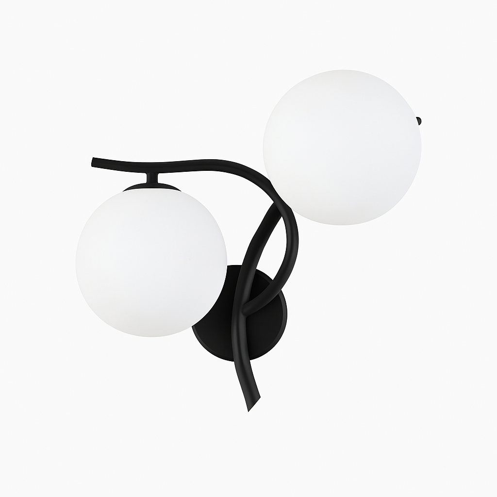 Kynthell | Minimalistisk krydsende skulpturel glas kugle væglampe