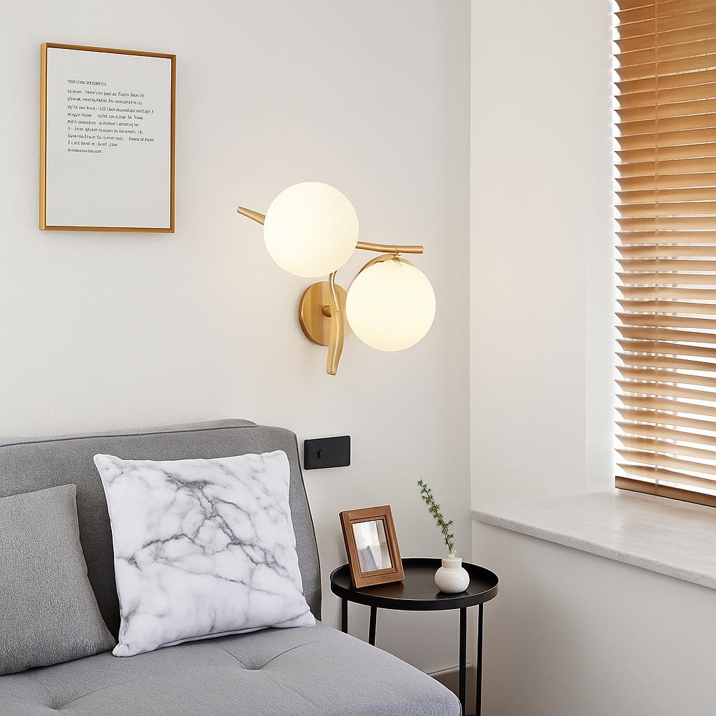 Kynthell | Minimalistisk krydsende skulpturel glas kugle væglampe