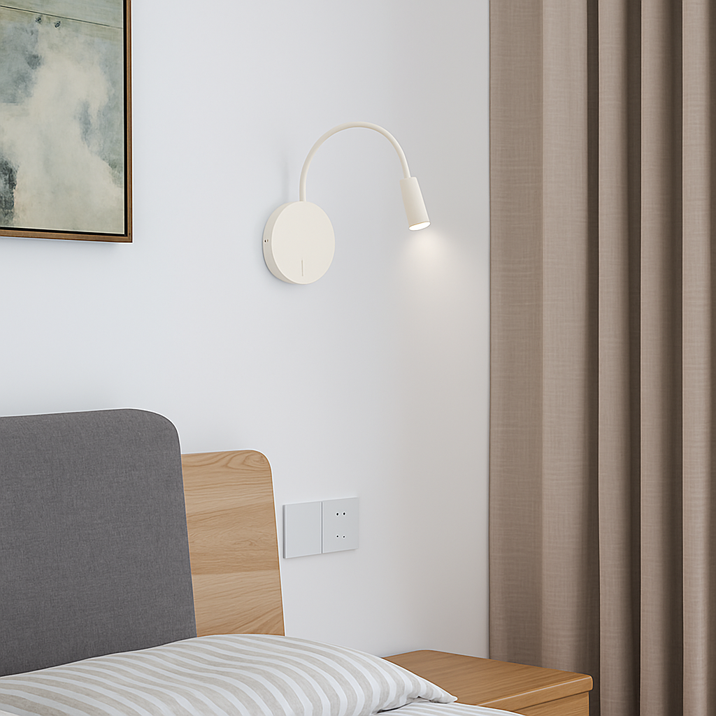 Delvoryn | Minimalistisk justerbar gåsehalelæselampe til væg