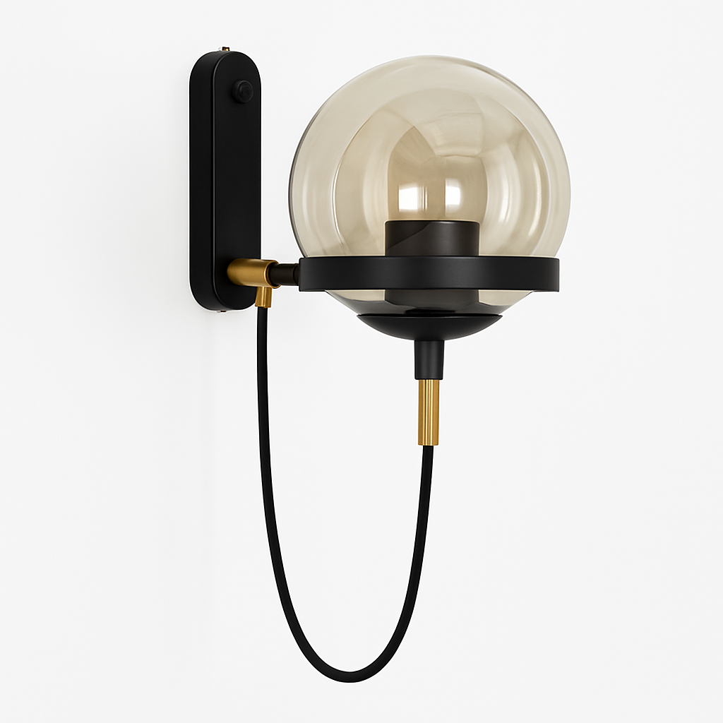 Solyndra | Moderne metal- og glasglobus minimalistisk væglampe