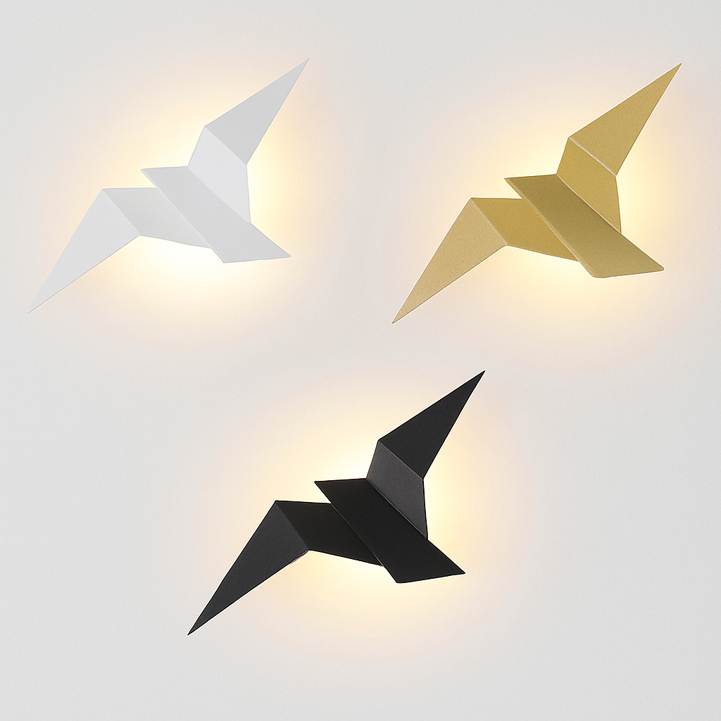 Zeyvori | Elegant origami fugleskulptur metal væglampe