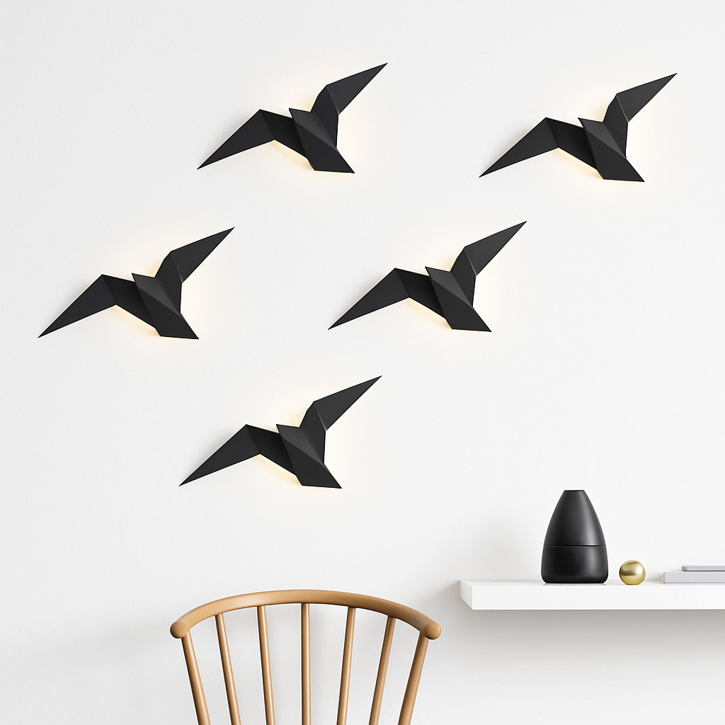 Zeyvori | Elegant origami fugleskulptur metal væglampe