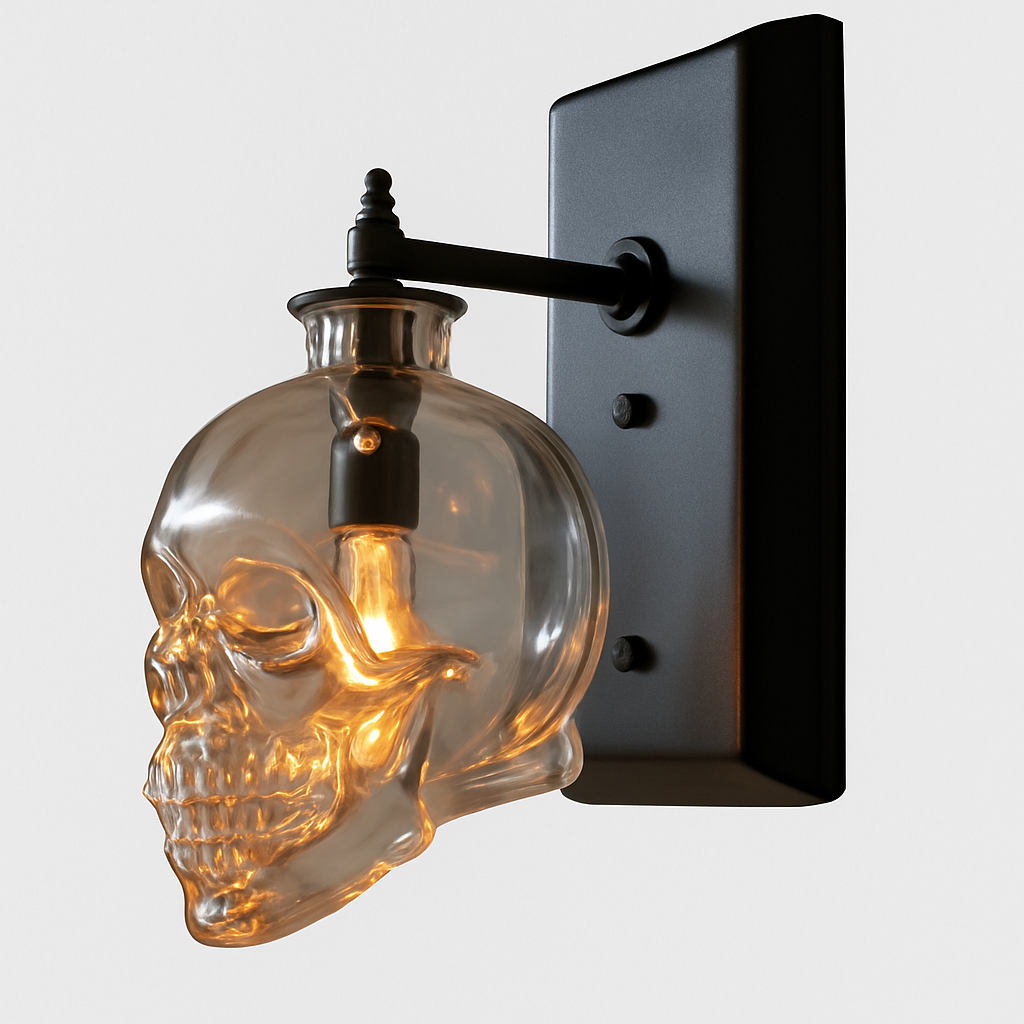 Glyndorre | Graveret kraniet skulpturel glas væglampe