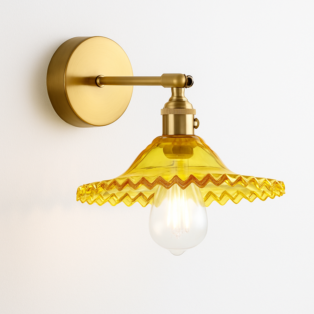 Kelviane | Vintage art deco messing glaslampe til væg