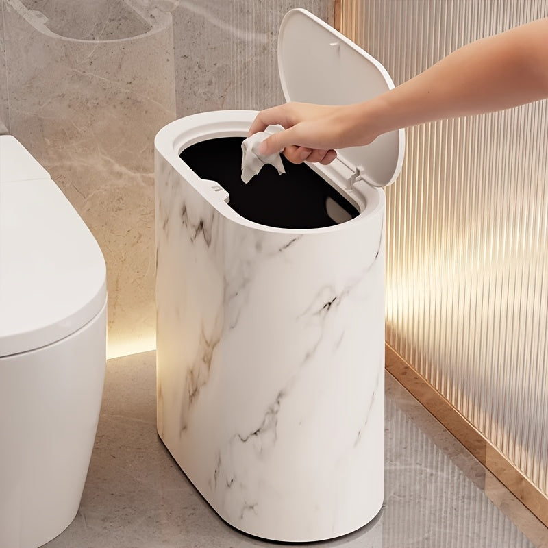 Affaldsspand med marmorprint, oval med tilpasset låg