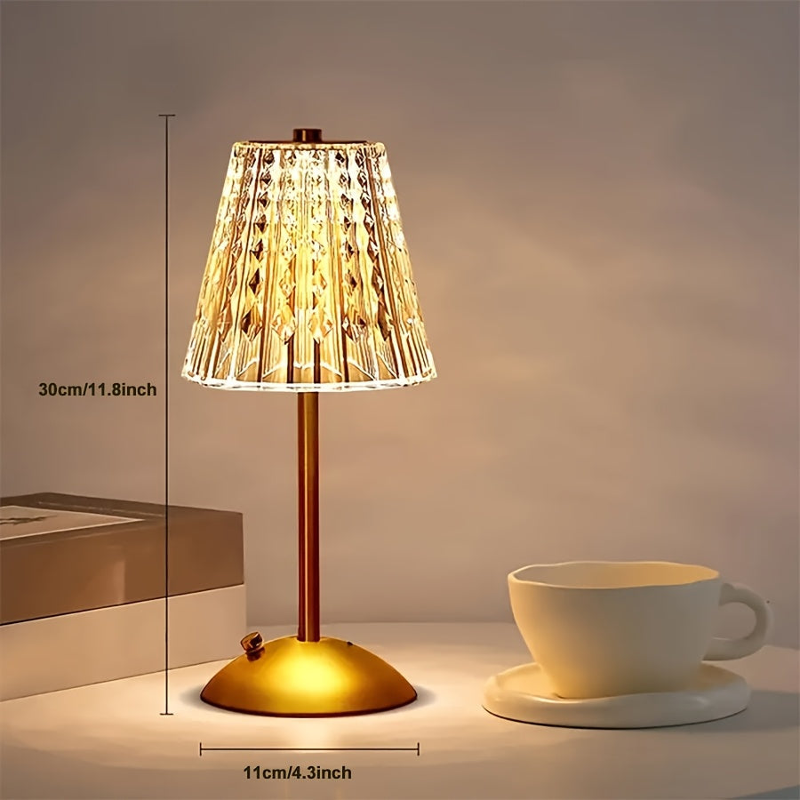 Facetteret krystal touch dæmpbar genopladelig trådløs bordlampe