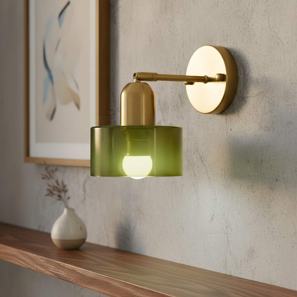 Cromia | Minimalistisk cylinder Bauhaus farvet glas væglampe