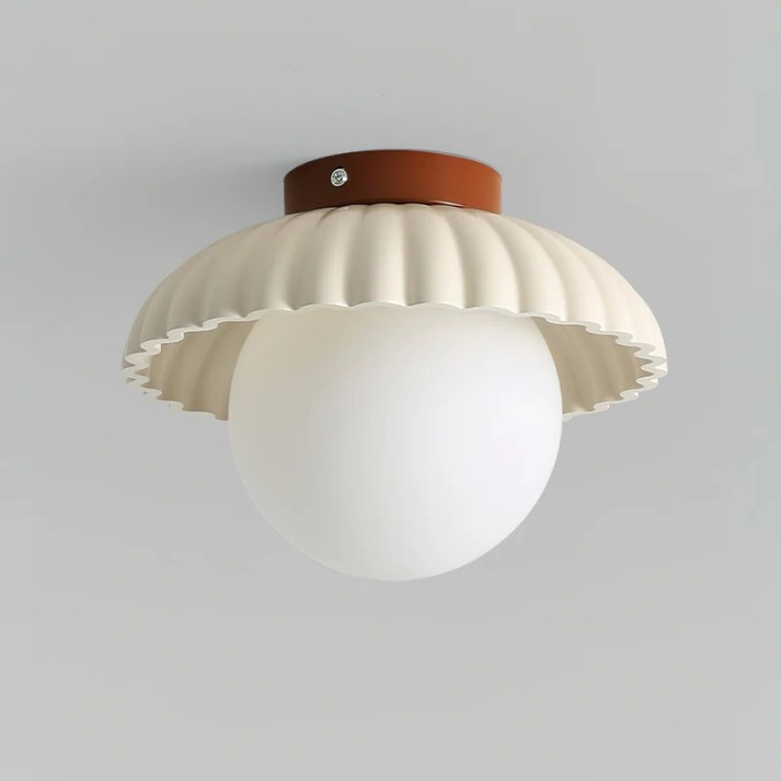 Ribbet jern frostet glas globus indbygningsloftlampe