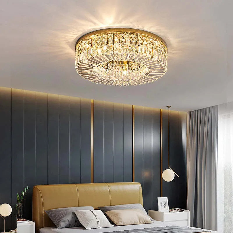 Elisse | Strålende geometrisk krystalblomst indbygningsloftlampe