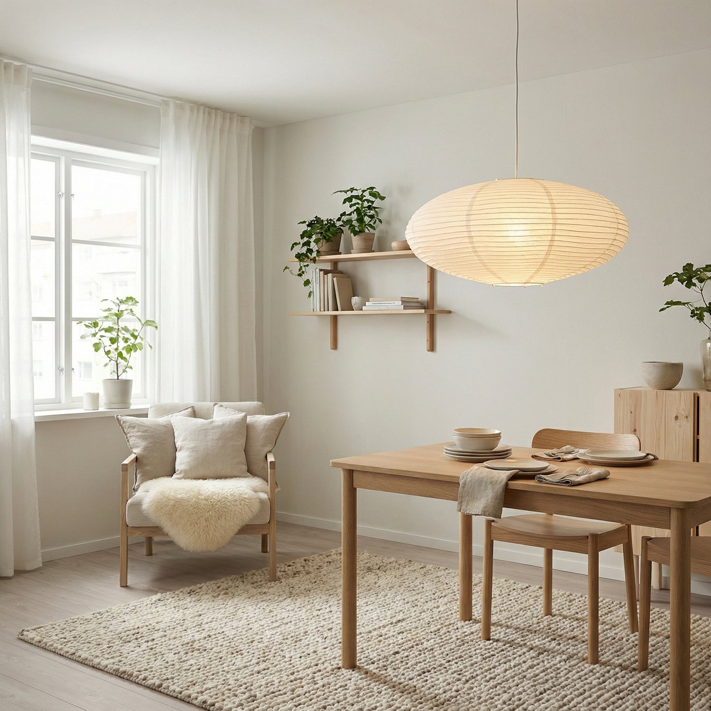 Zeni | Moderne oval Wabi Sabi papirpendellampe
