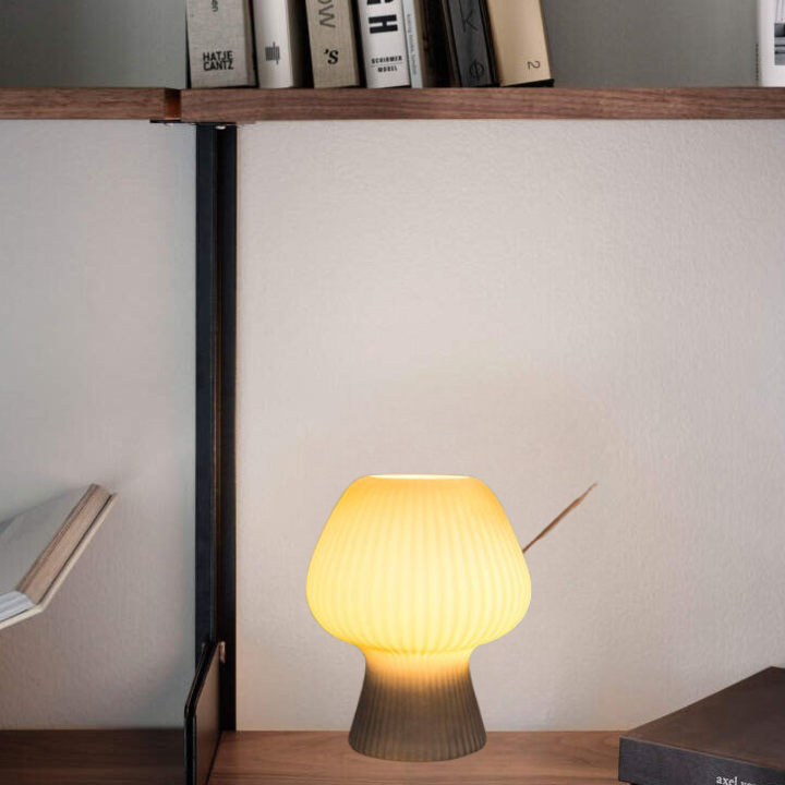 Vintage ribbet glas svampe bordlampe