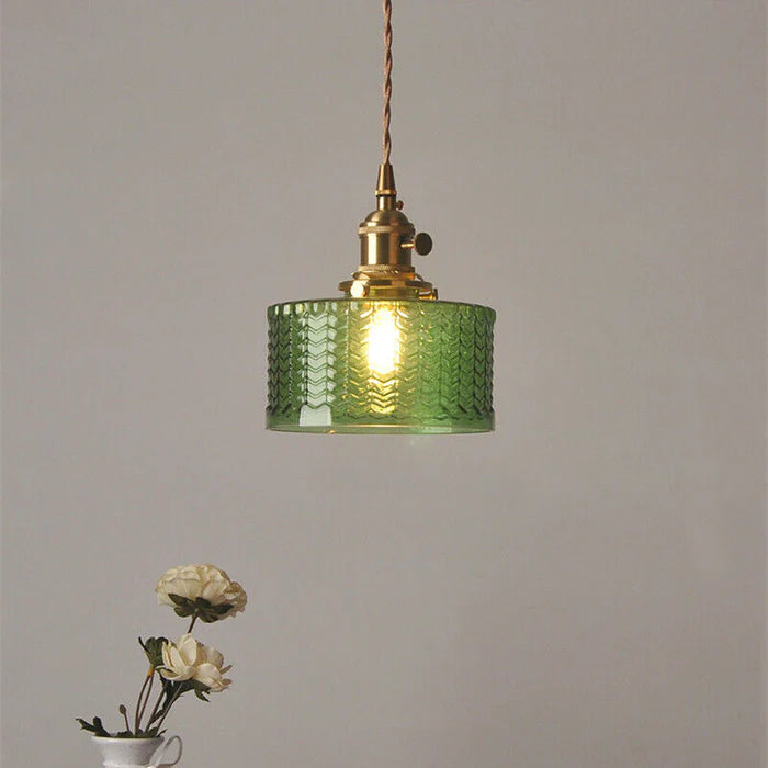 Viridis | Retro tekstureret glas cylinder pendellampe