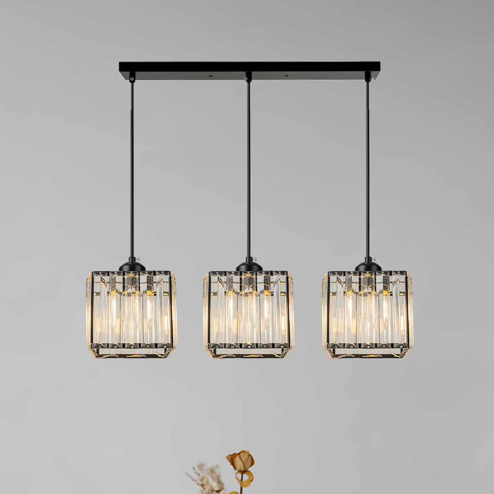 Cubica | Moderne multi-lys metal og krystalprisme pendellampe