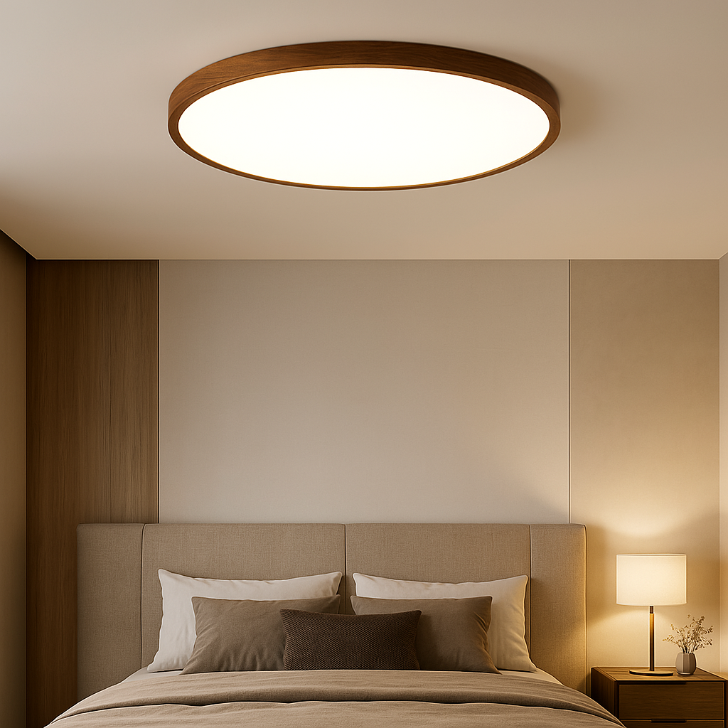 Silva | Minimalistisk nordisk mørkt træ rund loftlampe