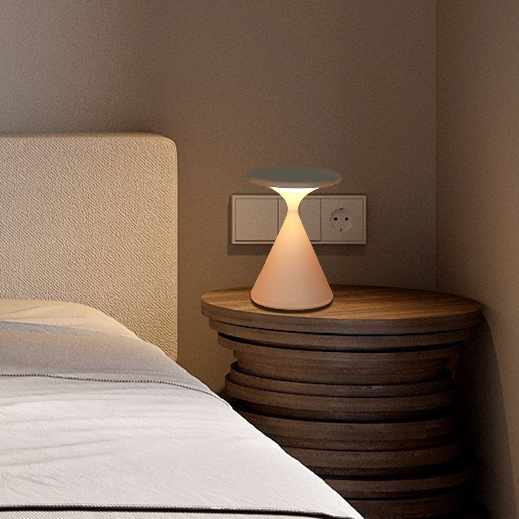 Skulpturel timeglas trådløs dæmpbar genopladelig minimalistisk bordlampe