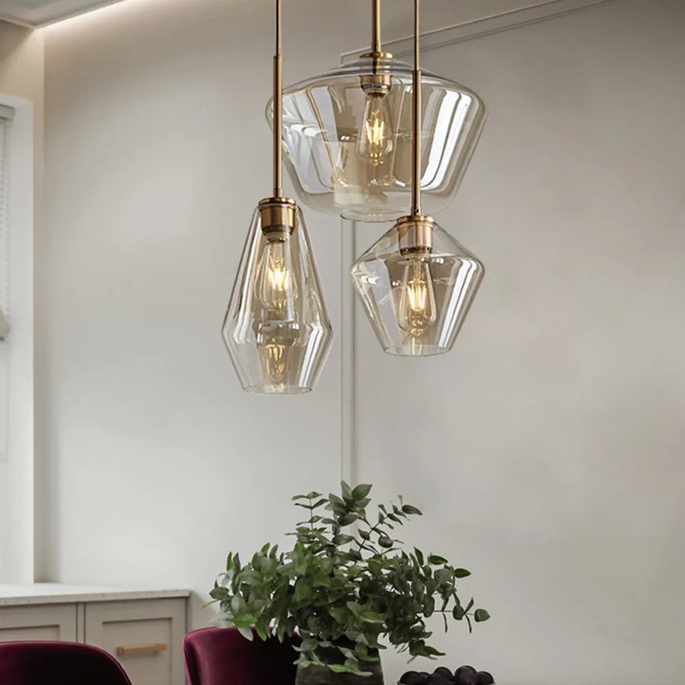 Niris| Nordisk diamantformet geometrisk glas pendellampe