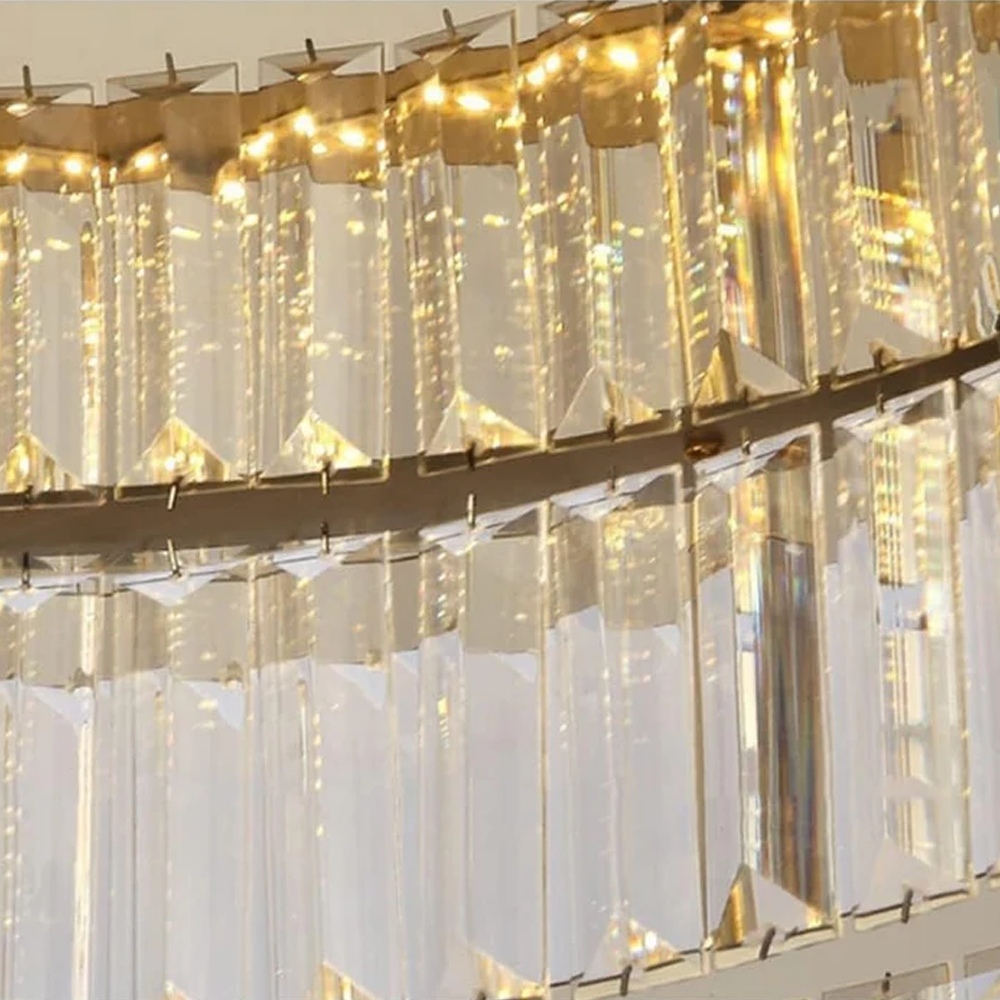 Aure | Elegant gylden krystalring loftslampe