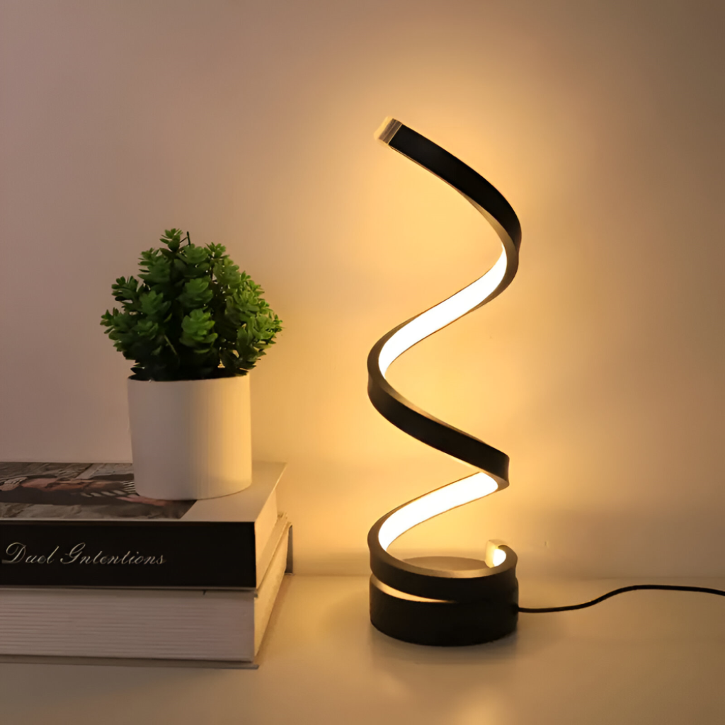 Spiralformet skulptureret justerbar klemme skrivebordslampe