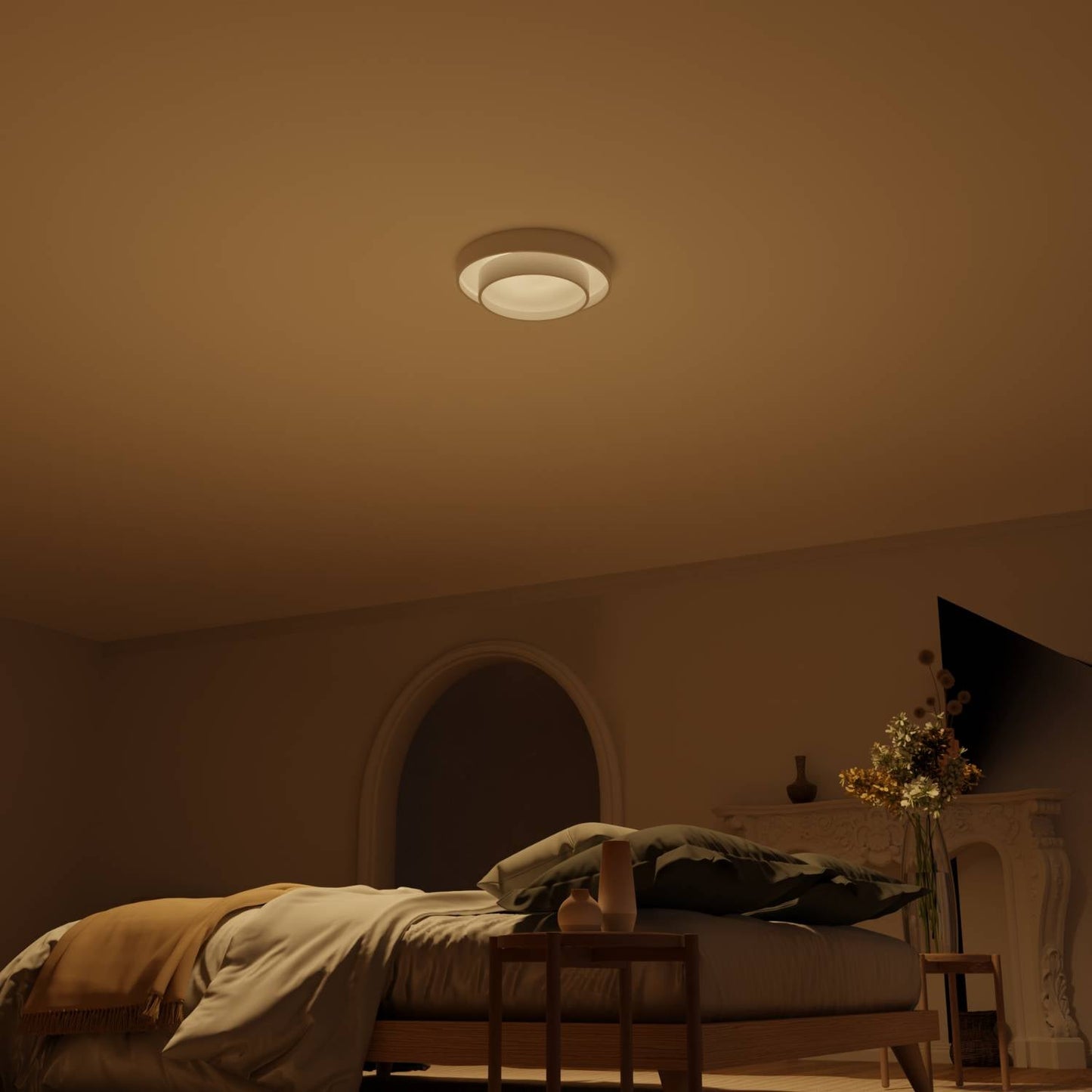 Lunara | Hvid skulpturel rund indbygningsloftlampe