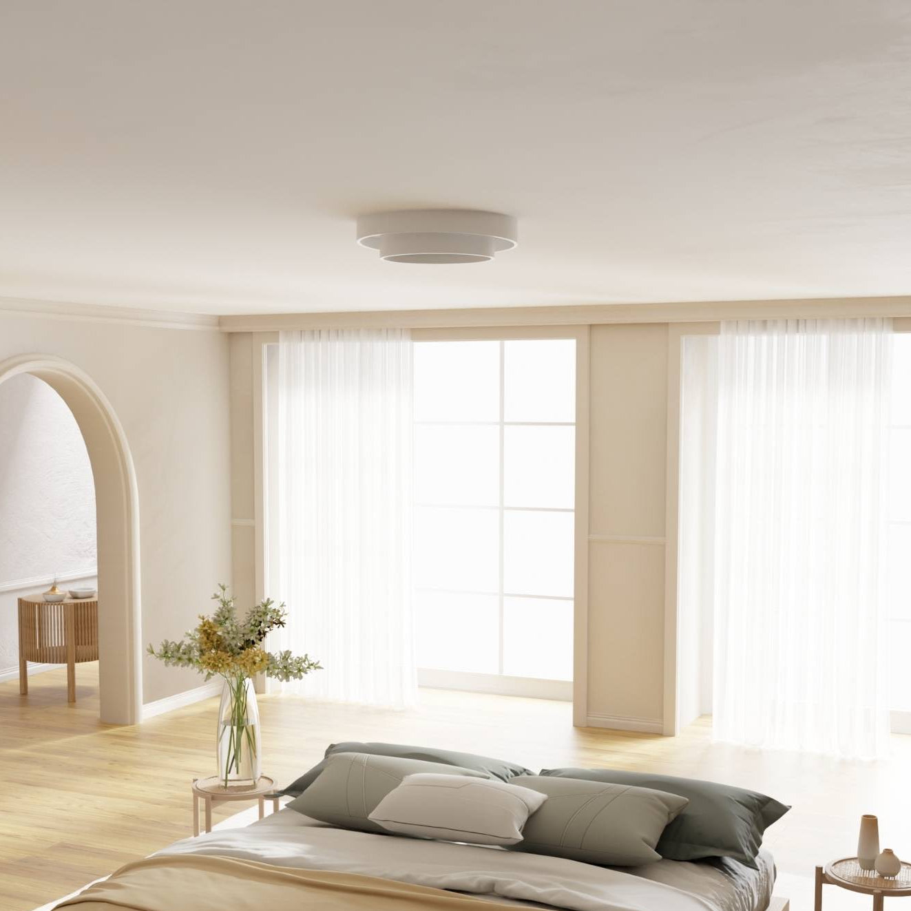 Lunara | Hvid skulpturel rund indbygningsloftlampe