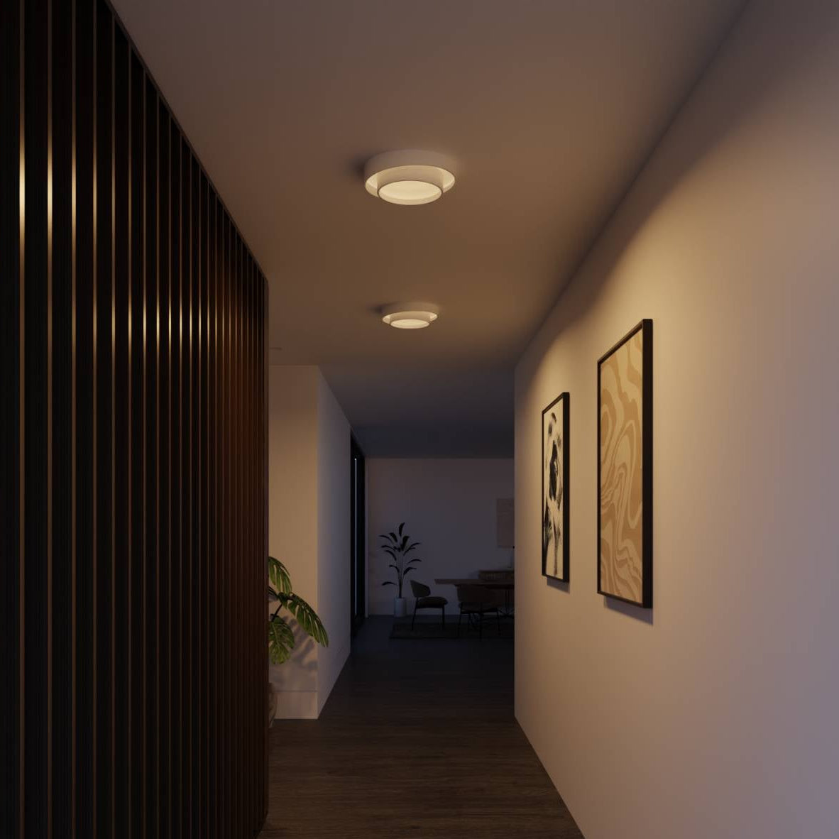 Lunara | Hvid skulpturel rund indbygningsloftlampe