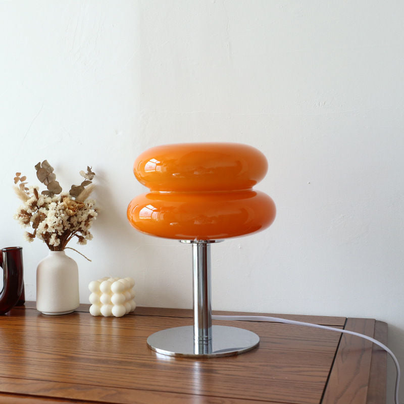 Skulpturel Blank Glas Æggekageformet Bordlampe