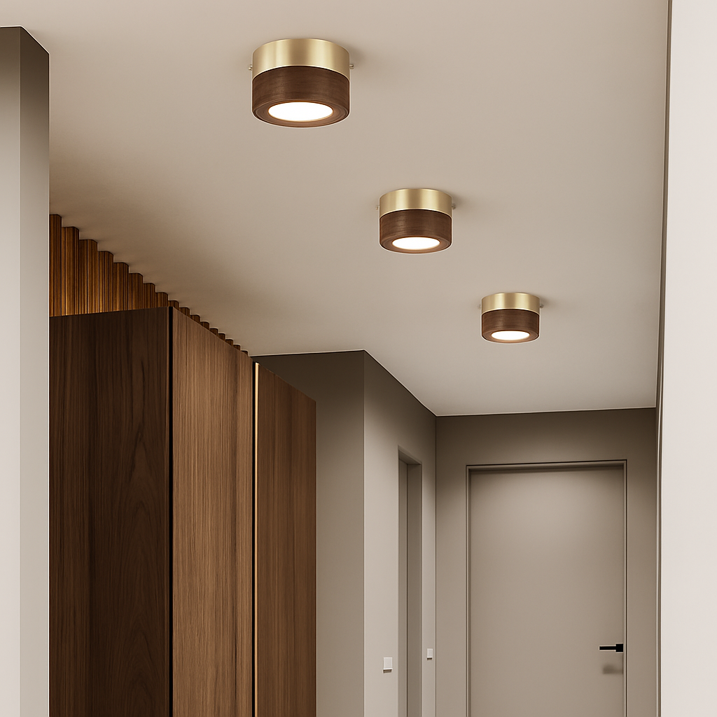 Vantorra | Minimalistisk udskåret træ loftslampe med indbygget montering