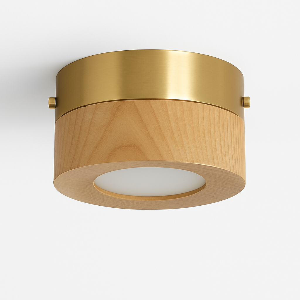 Vantorra | Minimalistisk udskåret træ loftslampe med indbygget montering